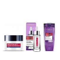 Crema de Noche + Sérum + Agua Micelar Hialuronico Loreal