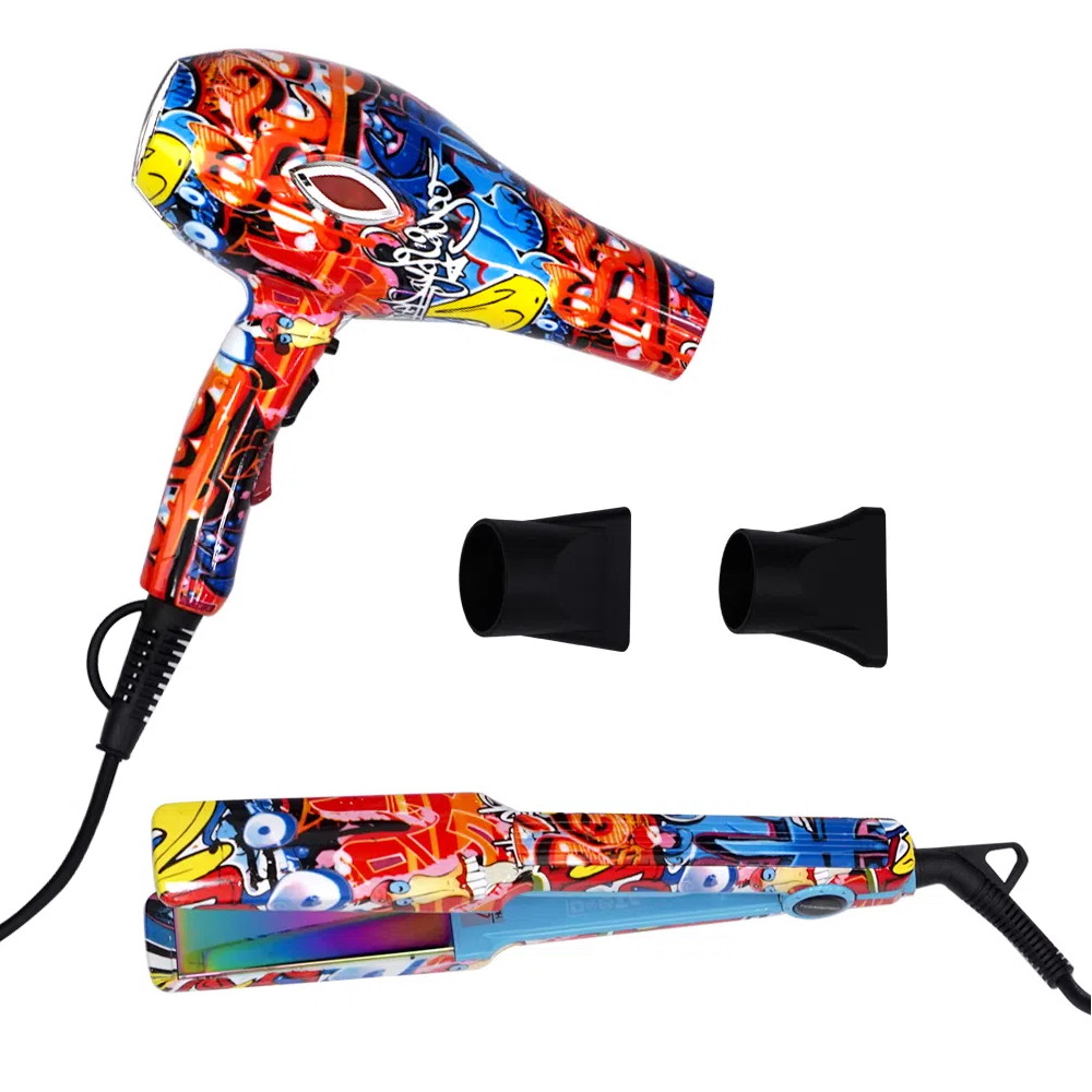 Set Graffiti Secador + Plancha De Pelo Profeisonales Teknikpro| Las  Margaritas