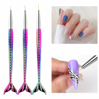 Set De 3 Pinceles Liner Super Finos Cola De Sirena