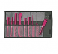 Set de 9 Peines De Carbono Rosa Jaguar 