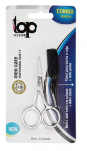 Tijera Para Barba Y Ceja + Mini Peine Top Fashion