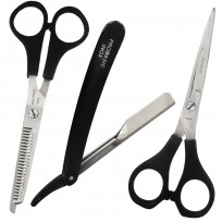 Set Tijera Corte ProBasic + Tijera Pulir ProBasic + Navajin Porta Gillette