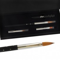 Kit Premium Brush Case Tres Pinceles Para Uñas Esculpidas 